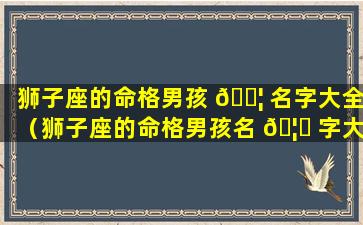 狮子座的命格男孩 🐦 名字大全（狮子座的命格男孩名 🦋 字大全四个字）